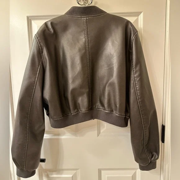 Zara Faux Leather Bomber Jacket - Picture 3 of 5